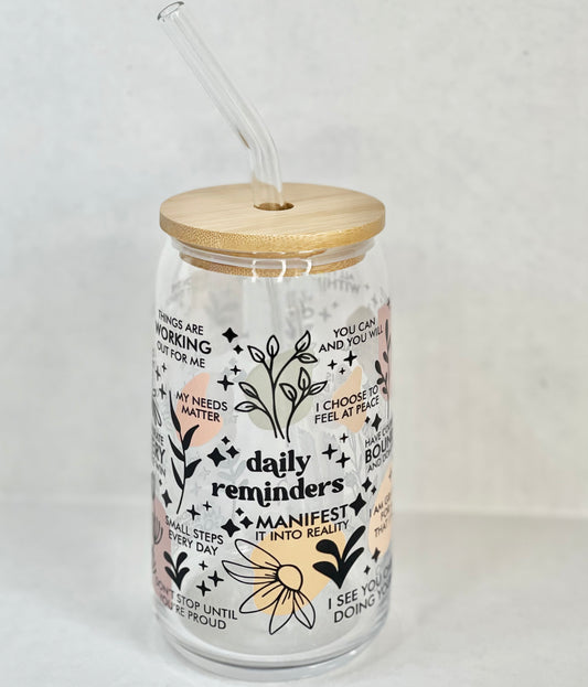 Daily Reminders - 16 oz Glass Cup