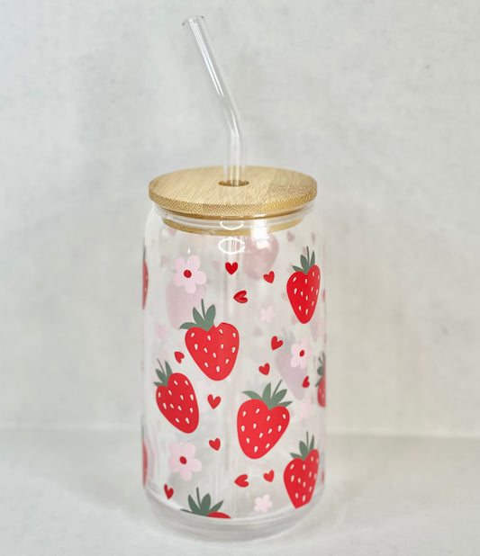 Strawberry Party - 16 oz Glass Cup